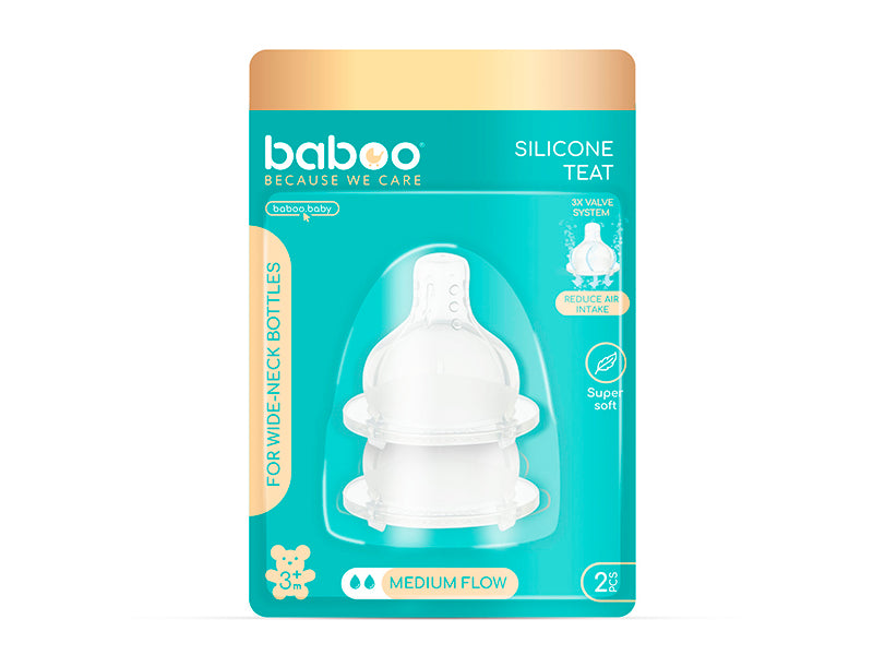 Baboo tetina anti-colic silicon 3M+ 2buc Premium 4-010