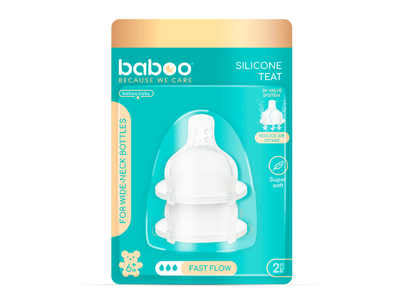 Baboo tetina anti-colic silicon 6M+ 2buc Premium 4-011