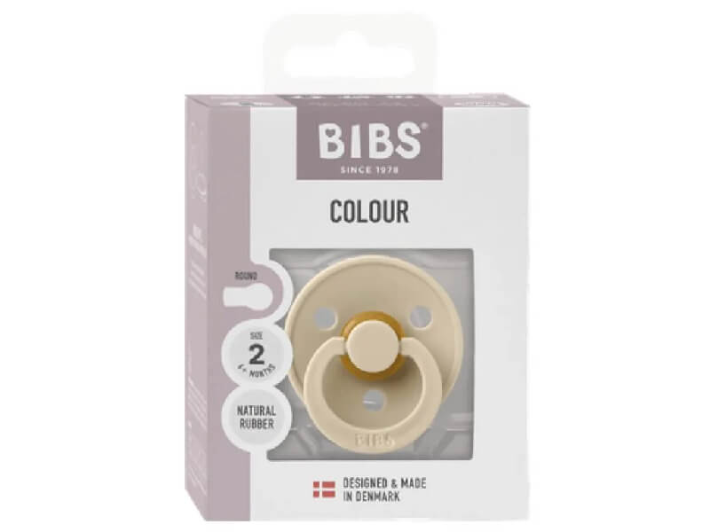 BIBS Suzeta Colour Latex in Ambalaj Eco, Tetina Rotunda, 6 luni+ Vanilla