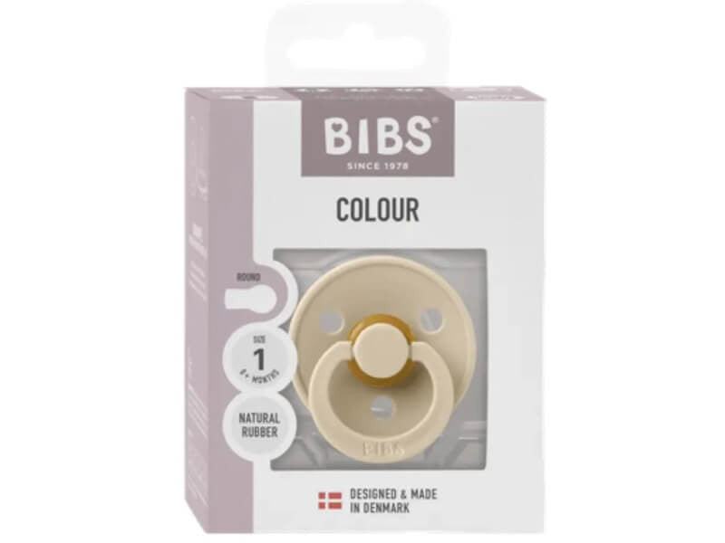 BIBS Suzeta Colour Latex in Ambalaj Eco, Tetina Rotunda, 0 luni+ Vanilla