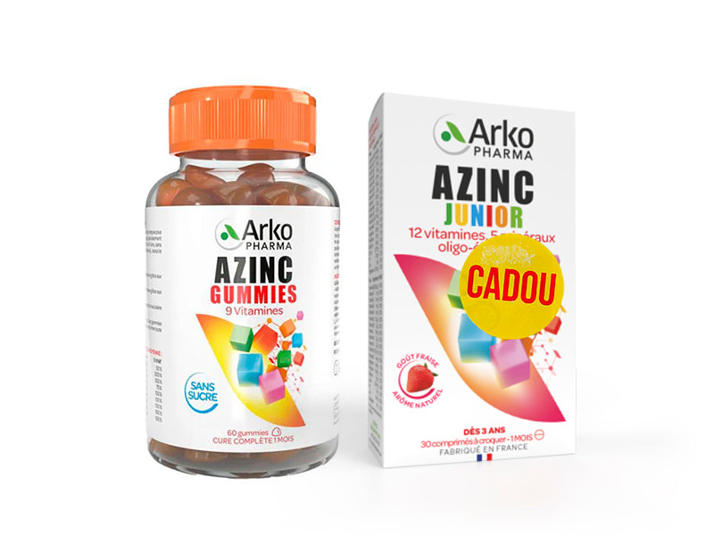 Azinc SET Gummies 9 Vitamines (Adulte) N60+ Azinc Junior Capsuna(multivitamine) Cadou