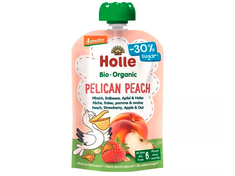 Holle Bio Organic piure Pelican Peach de piersici,capsuna,mere si ovaz