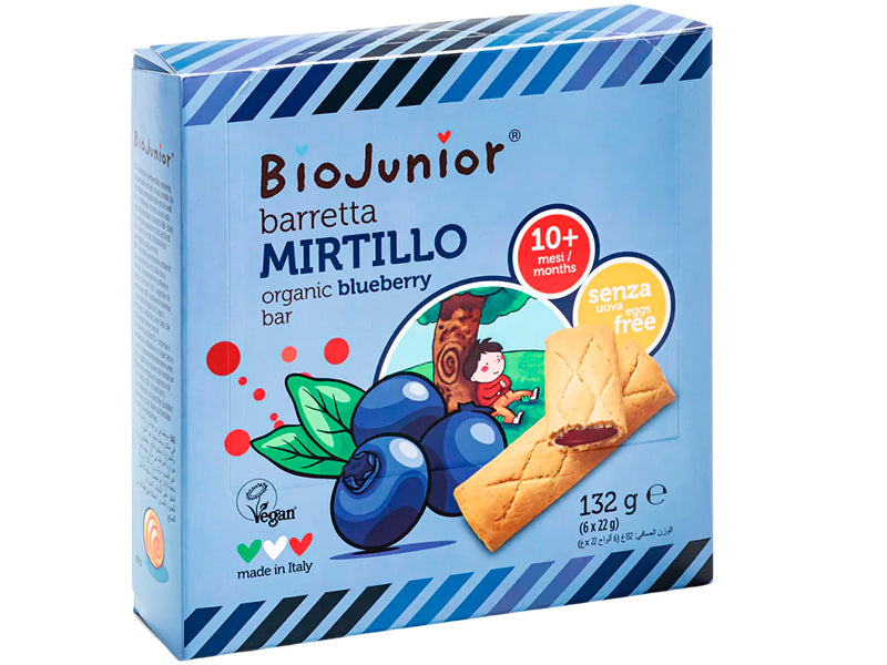 BioJunior Batonase organice din griu spelt cu umplutura de afine (10 luni+) 132g