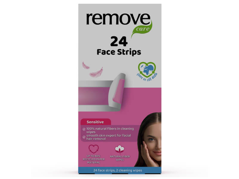 Remove Benzi depilatoare pru fata Sensitive 24 buc  1+1 Cadou