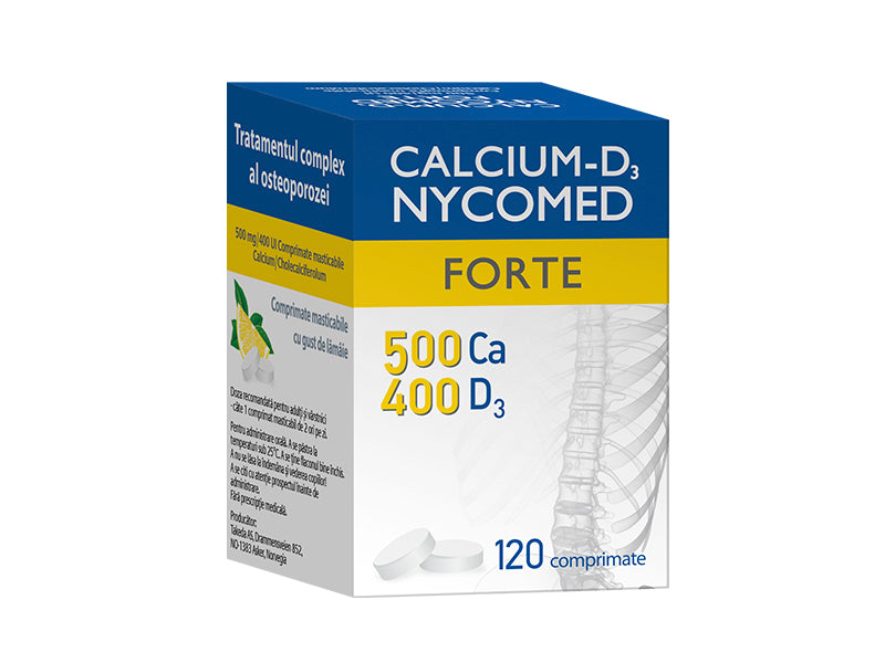 Calciu D3 Forte 500mg+400UI comp. masticab.