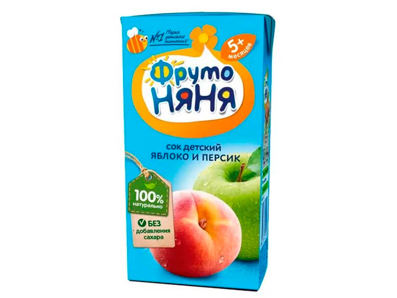 Сок Fruto Niania яблочно-персиковый 200мл