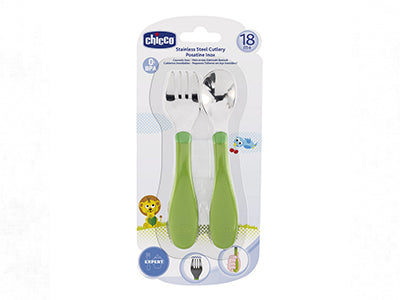 Chicco Set lingurita si furculita din inox 18 luni+ N2 6831000