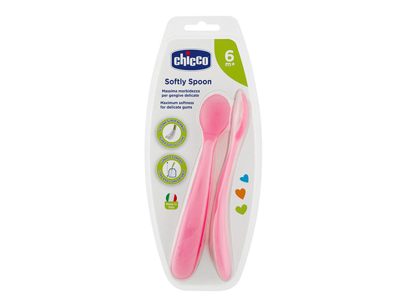 Chicco lingurita cu virful din silicon Roz 6M+