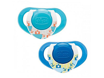 Chicco Suzeta cu inel silicon Albastra 6-12M 2buc