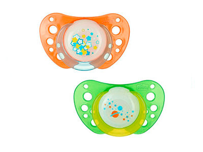 Chicco Suzeta Physio Air silicon Luminiscenta 6-12M+2buc
