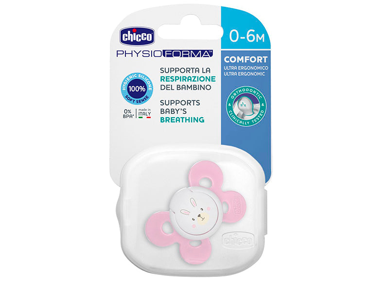 Chicco Suzeta Physio Comfort silicon Roz 0-6M 1buc