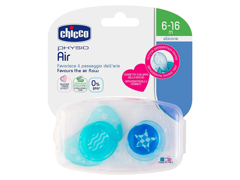 Chicco suzeta Physio Air Blue silicon 6-16M 2buc