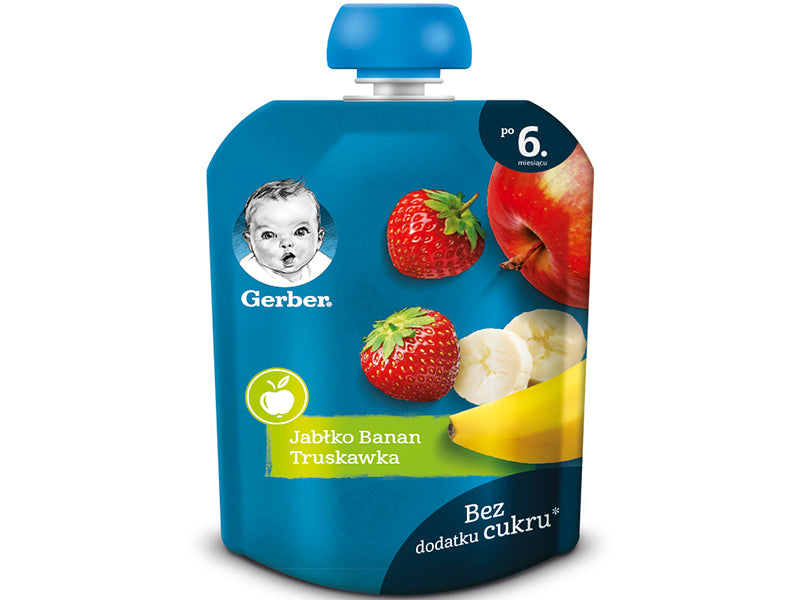 Gerber Pireu mere,banane,capsuna 90gr pauch