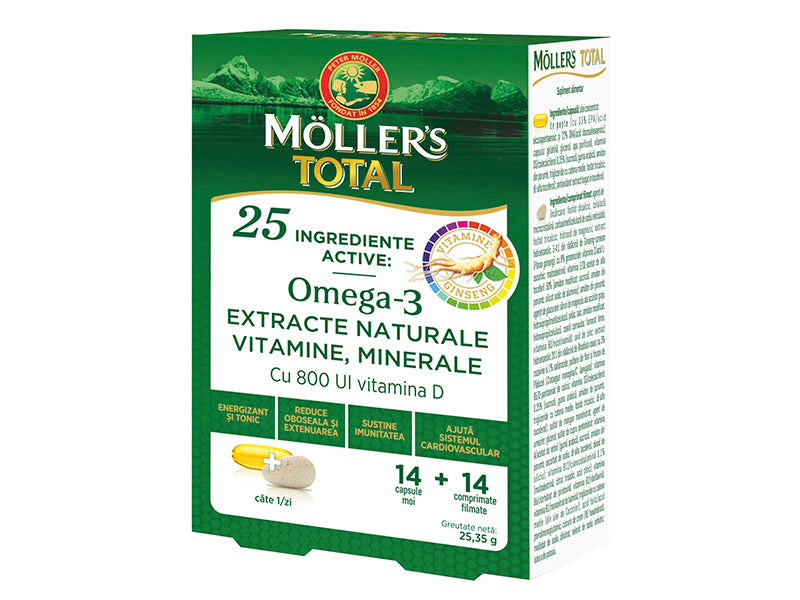 Moller's Omega-3 Total Vitamine, Minerale cu 800UI Vit.D
