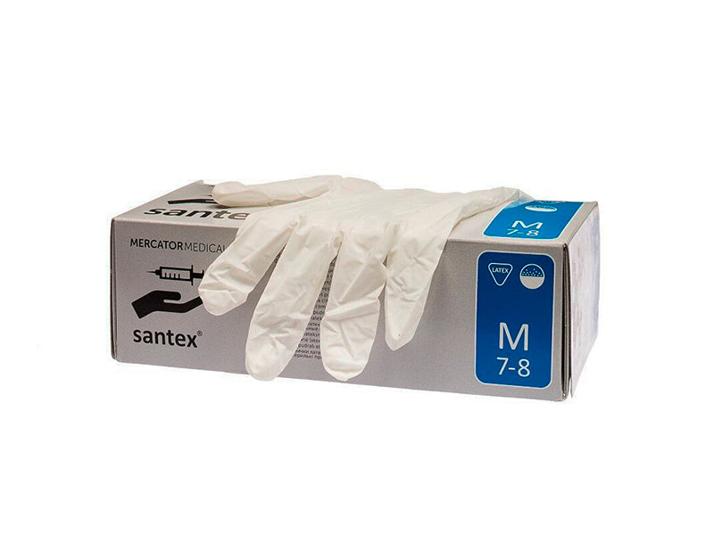Перчатки смотровые б/н латексные с гладкой пудрой N8 (M) SANTEX пара