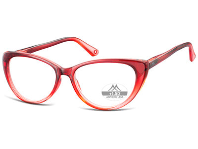 Ochelari de citit Montana HMR64B +1.00, Light clear gradient red, 52-16-142 din acetat, femei, cat eye + husa
