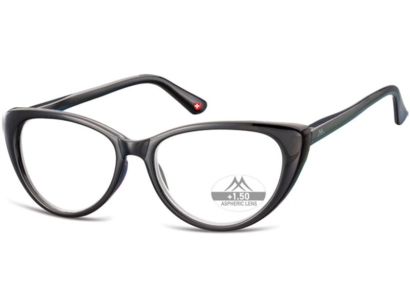 Ochelari de citit Montana HMR64 +2.50 2024, black, din Acetat, femei, cat eye + husa