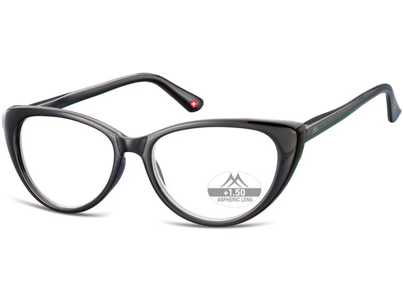 Ochelari de citit Montana HMR64 +1.50 2024, black, din Acetat, femei, cat eye + husa