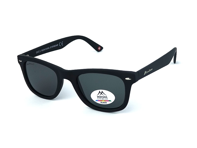 Ochelari de soare Montana MP10 53-19-147, din acetat, unisex, dreptungiular, Black + sacosa
