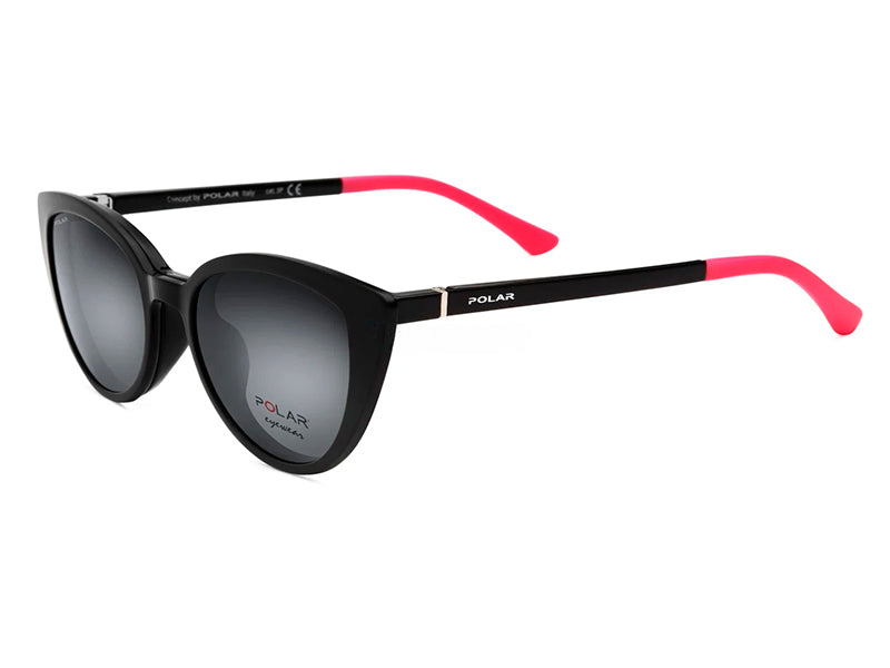 Clip-On cu husa Polar Eyewear model 484 col. 77 CLIP-ON din ultem, shiny black, pentru femei, cat eyes