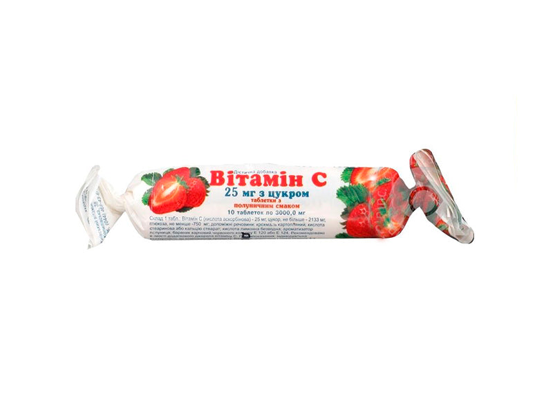 Acid ascorbic 25mg cu zahar comp. Capsuna