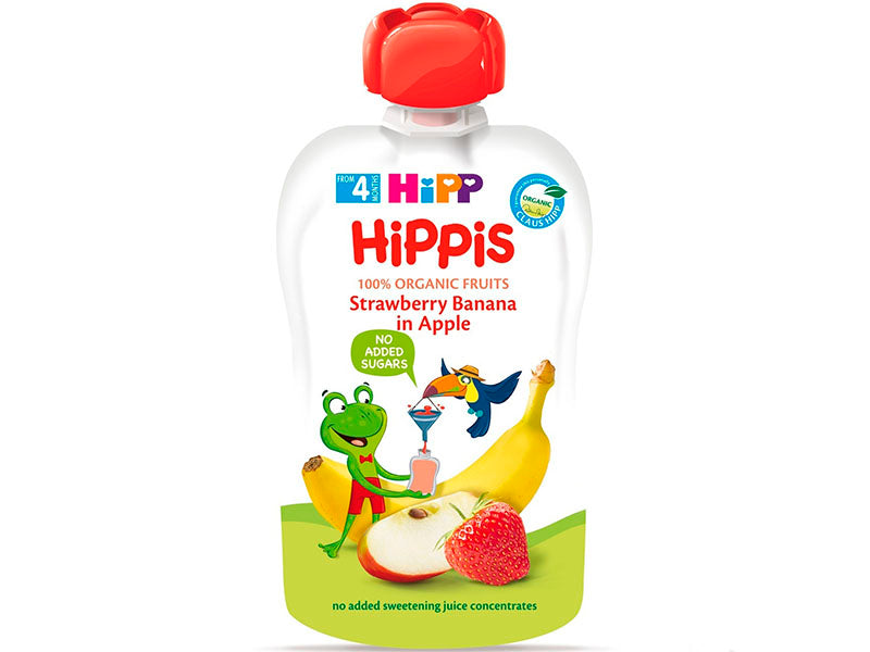 Hipp 8521 Mere-Banane cu Capsuni (4 luni ) 100 g