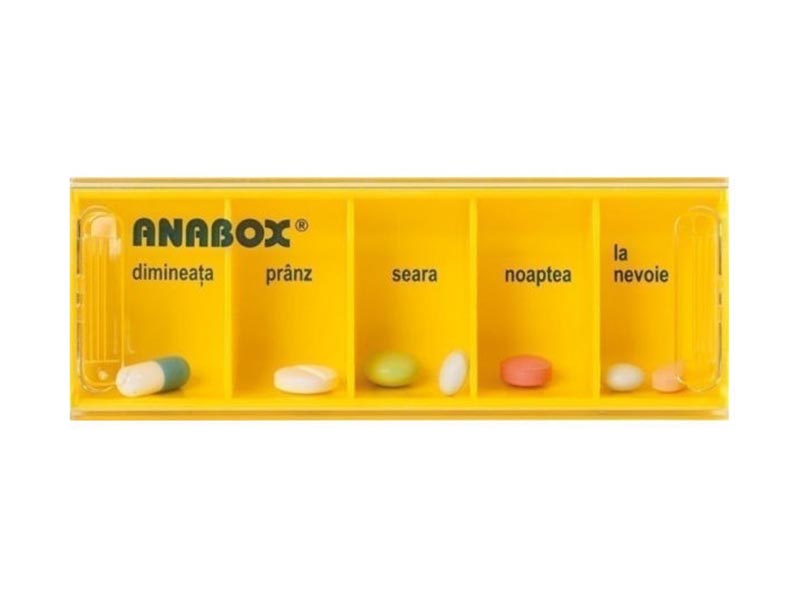 Органайзер для ежедневных лекарств в бордовом кожаном чехле Anabox N7 шт (7 ежедневных органайзеров)