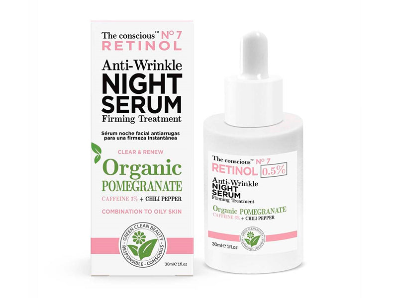 The conscious Ser Retinol Anti-riduri de noapte cu Rodie organica 30ml