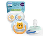 Philips Avent Ultra Air Happy Suzete din silicon 0-6m 2 buc ursulet-portocala (SCF080/23) pe Baza de Plante-80%
