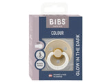 BIBS Suzeta fosforescenta Colour Glow Latex in Ambalaj Eco, Tetina Rotunda, 18 luni+ Va