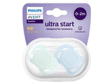 Philips Avent Ultra Start Suzete din silicon 0-2m  2 buc albastru-verde 2 buc (SCF075/12)pe Baza de Plante-80%