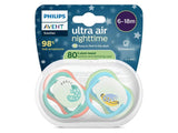 Philips Avent Ultra Air Nighttime Suzete din silicon 6-18m 2 buc somn (SCF376/28) pe Baza de Plante-80%