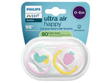 Philips Avent Ultra Air Happy Suzete din silicon 0-6m 2 buc papagal-capsuna (SCF080/24) pe Baza de Plante-80%
