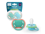 Philips Avent Ultra Air Suzete din silicon 6-18m 2 buc albastru-verde (SCF087/10) pe Baza de Plante-80%