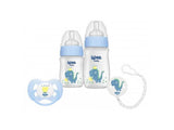 WeeBaby Set cu biberon de 250 ml si 125 ml, tetina + suport (albs)