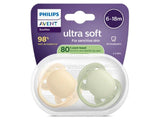 Philips Avent Ultra Soft Suzeta din silicon 6-18m galben-verde2 buc (SCF091/45)pe Baza de Plante-80%