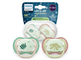 Philips Avent Ultra Air Nighttime Suzete din silicon 6-18m 2 buc plante (SCF376/31) pe Baza de Plante-80%