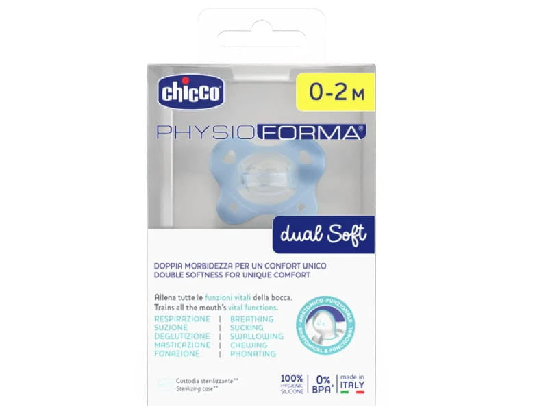 Chicco suzeta PhysioForma Dual Soft Albastru, 0-2M  1buc 74801140