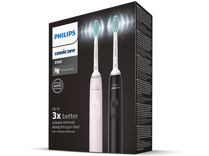 Philips Sonicare Series 3100 Электрическая звуковая зубная щетка Black and Pink, 2 шт. HX3675/15