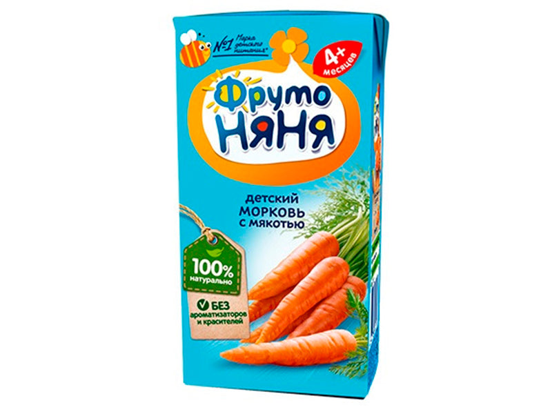 Нектар морковный Fruto Niania с мякотью 200мл