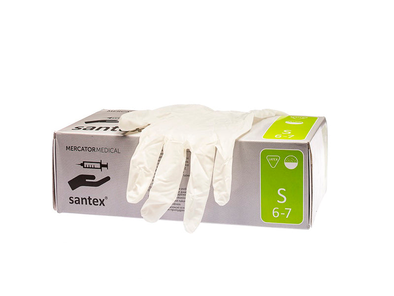 Латексные смотровые перчатки N/S Smooth Powder N7 (S) SANTEX Pair