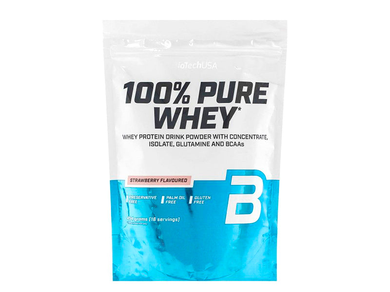 Biotech Pudra proteica 100% Pure Whey 28g capsuna