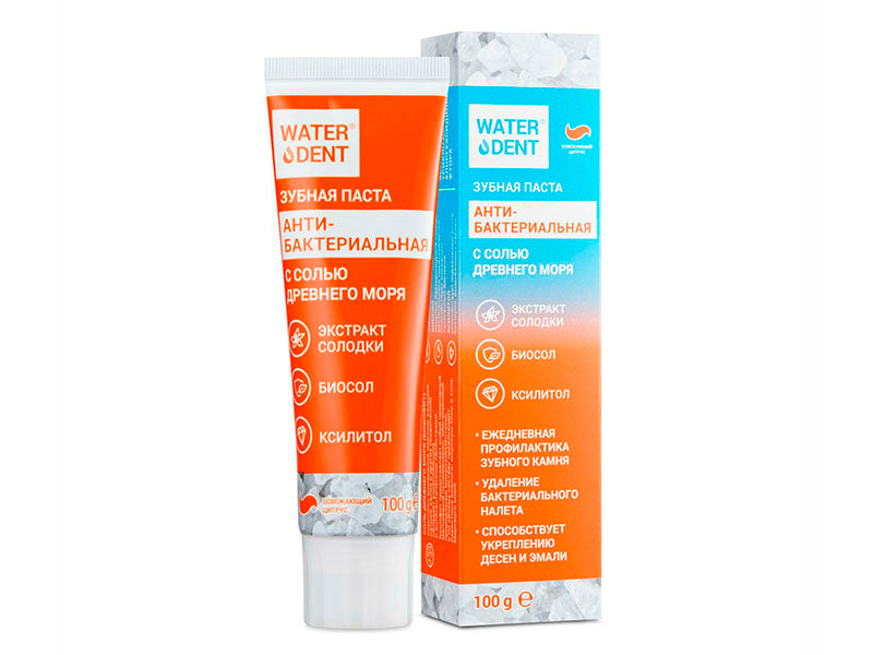 Зубная паста Global White Waterdent антибактериальная с морской солью 100г