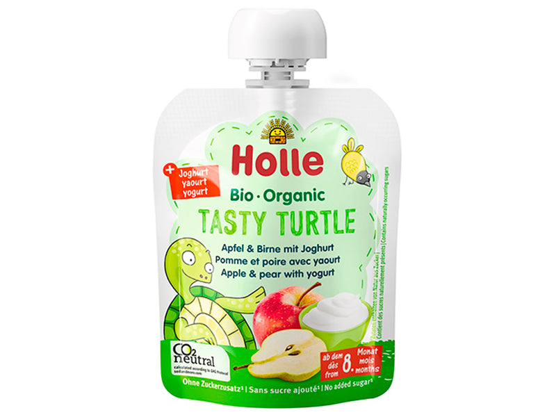 Органическое пюре Holle Bio с яблочно-грушевым йогуртом Tasty Turtle (с 8 месяцев) 85г