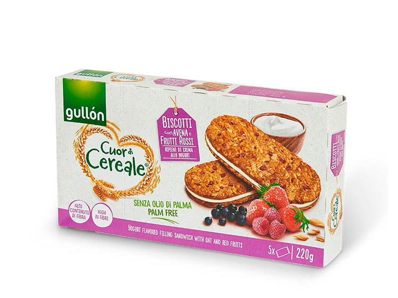 Печенье Gullon Cuor di Cereale Cream Yogurt Frutti 220г