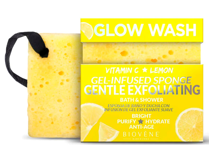Biovene Glow Мягкая отшелушивающая губка для ванн с витамином С и лимоном 75гр