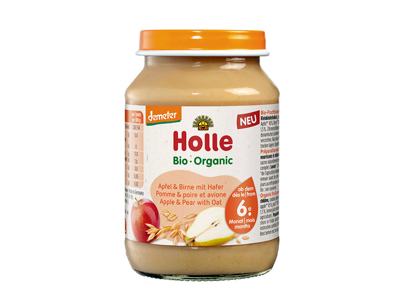 Пюре Holle Bio Organic яблочное, груши с овсом (6 месяцев+) 190г