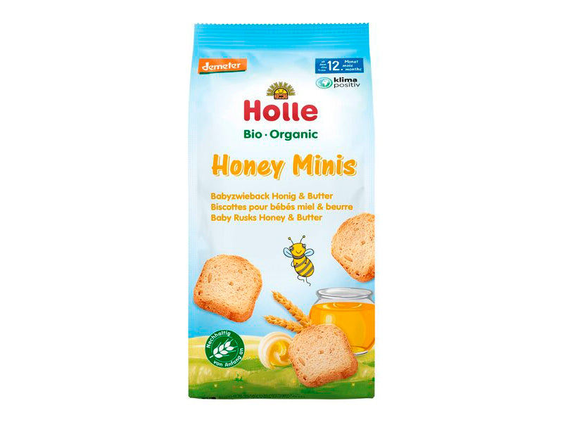 Holle Bio Organic mini-pesmeti de griu cu miere, unt (12 luni+) 100g