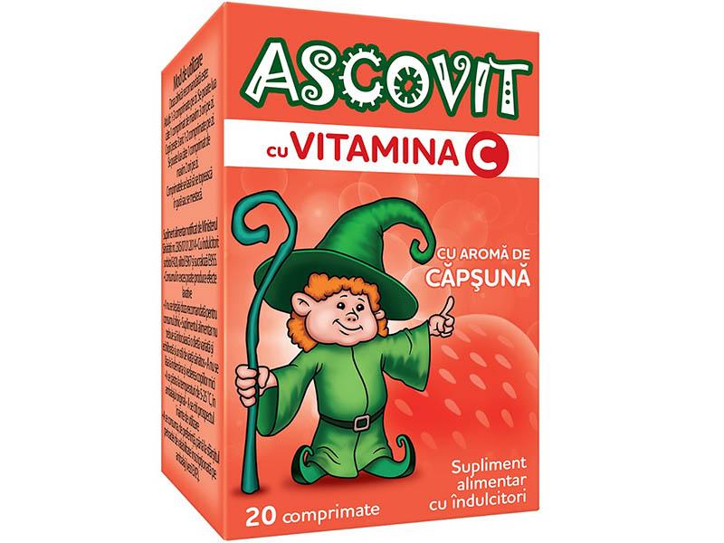 Ascovit cu Vitamina C Capsuna comp. (de la 3ani)