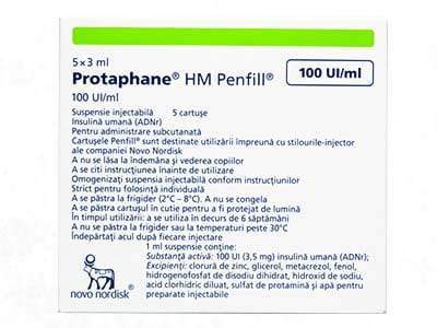 Protaphane HM Penfil 100UI/ml susp.inj. in cartus 3ml (5278257184908)